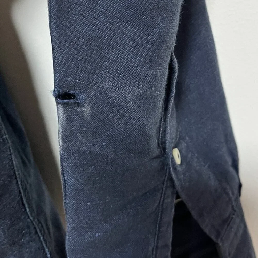 Banana Republic Navy Linen Cotton Long Sleeve Shirt M